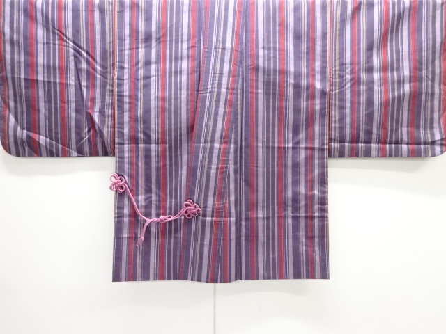 JAPANESE KIMONO / ANTIQUE DOCHUGI / SILK / TSUMUGI / WOVEN STRIPE